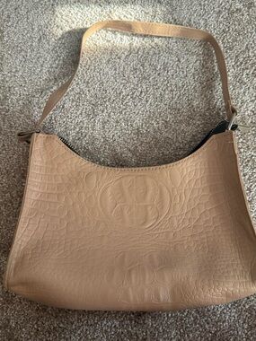 Women's Croc Shoulder Bag in Beige